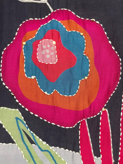 Classic Black Suit with Intricate Kantha Work