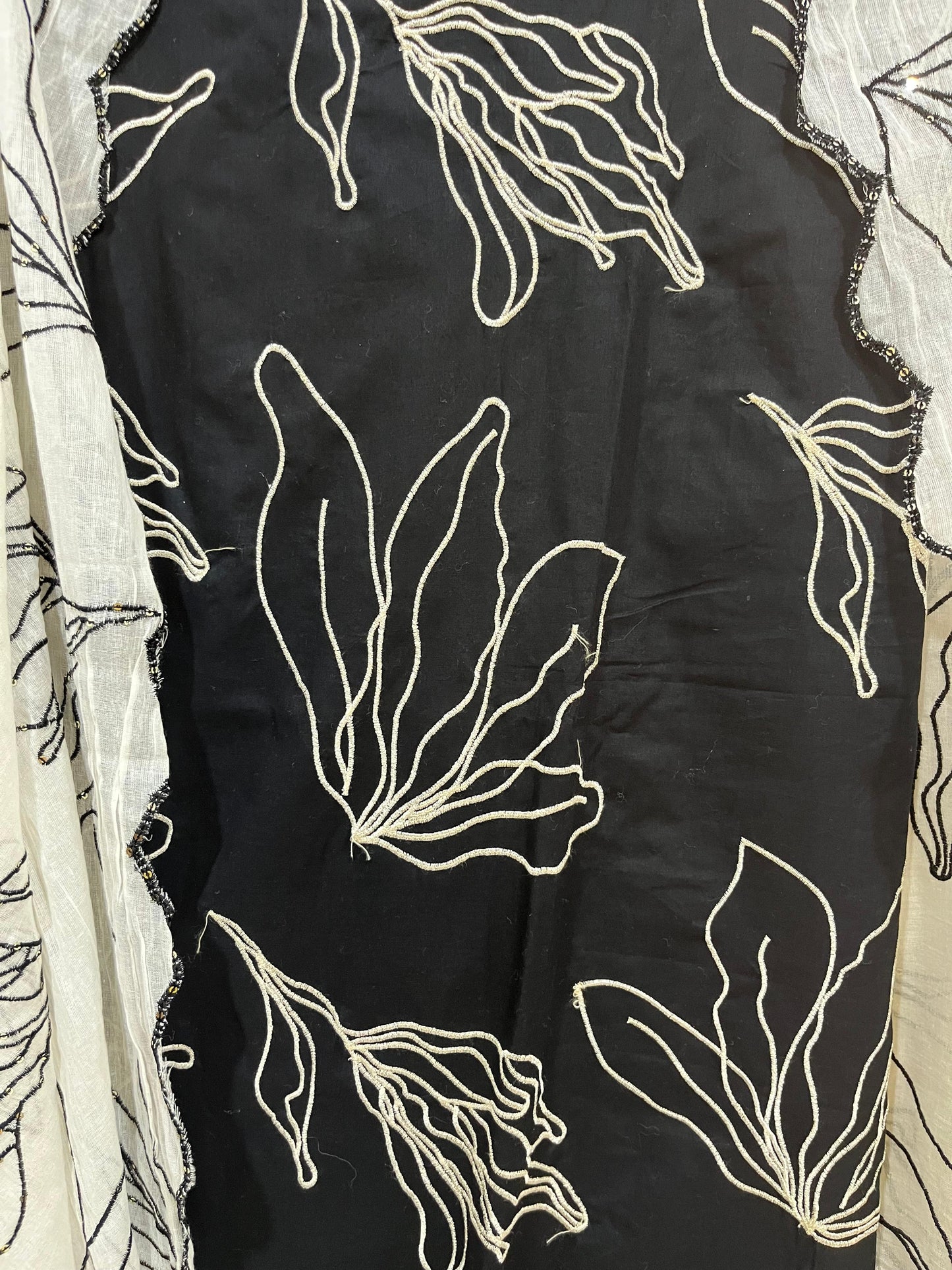 Monochrome Embroidered Suit in Black and White