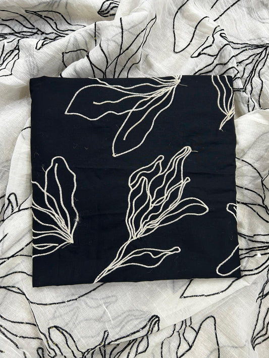Monochrome Embroidered Suit in Black and White