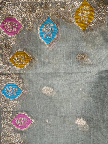 Modal Cotton Suit with Royal Khin Khab Silk Dupatta (Green)