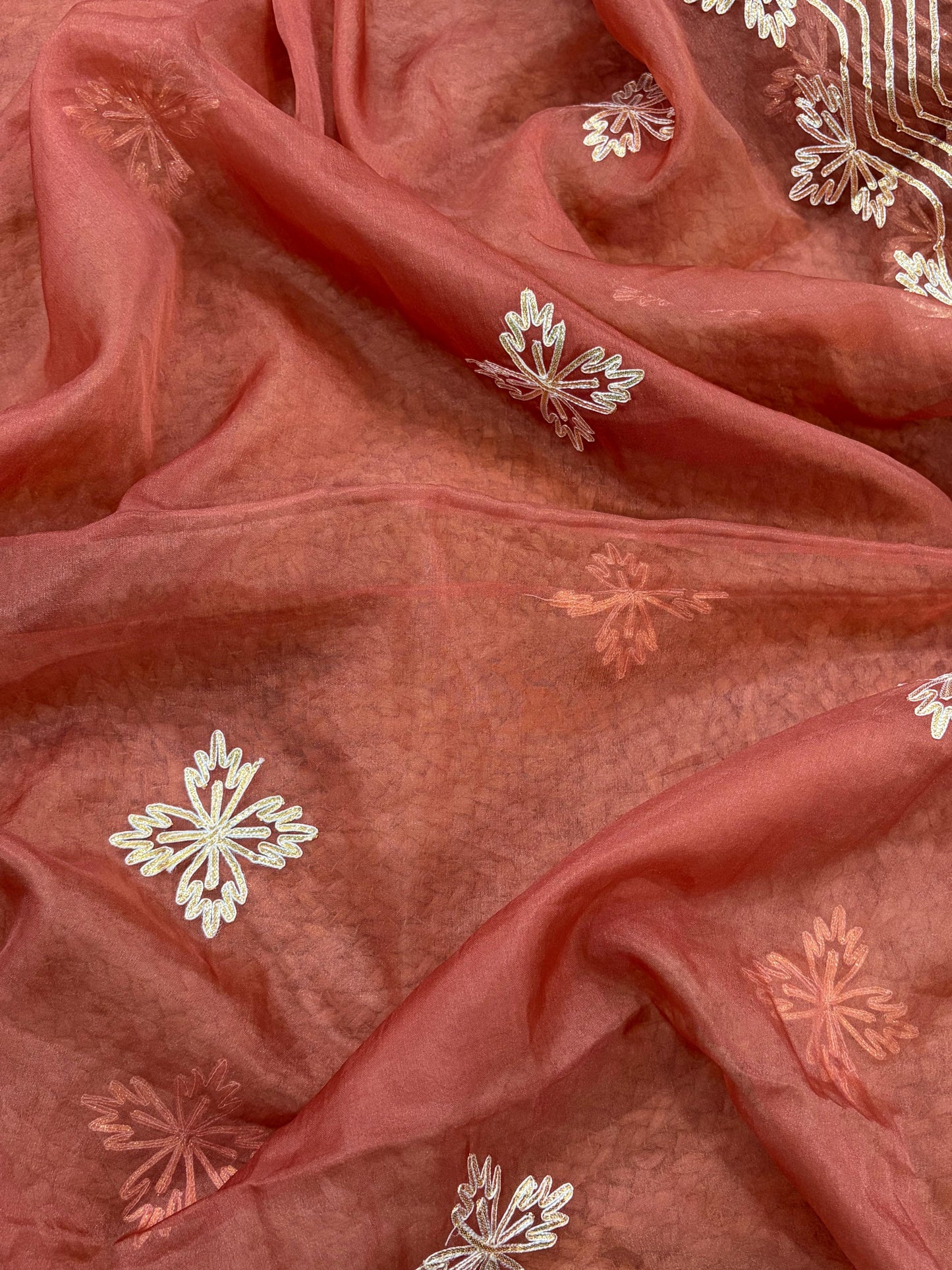 Gulnaar – Coral Red Tissue Elegance