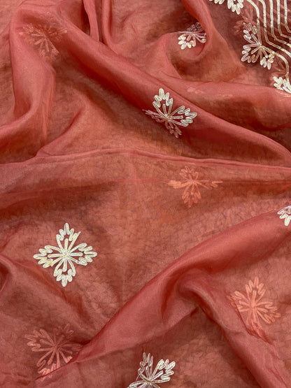 Gulnaar – Coral Red Tissue Elegance