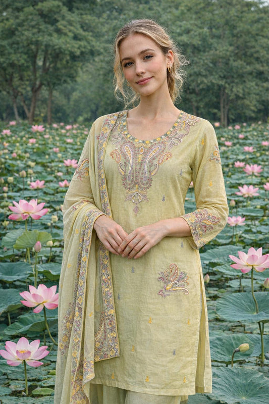 Lemon Bloom Mul Cotton Suit