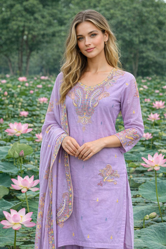 Pink Bloom Mul Cotton Suit