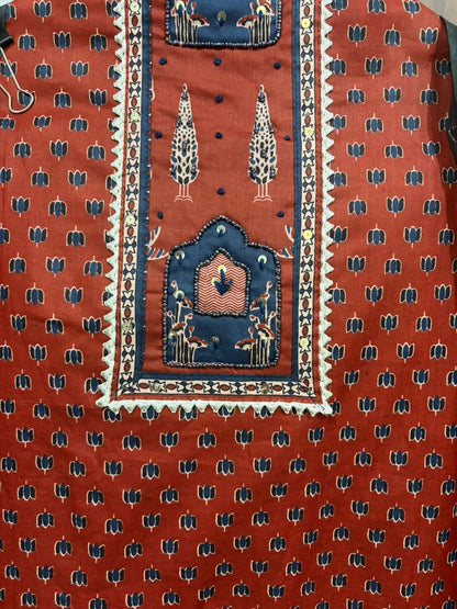 Heritage Ajrakh Cotton Ensemble (Red)