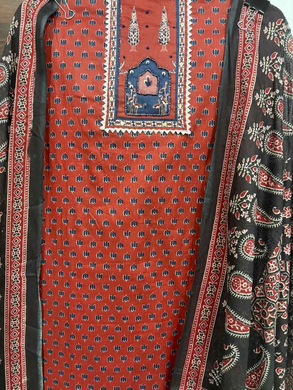 Heritage Ajrakh Cotton Ensemble (Red)